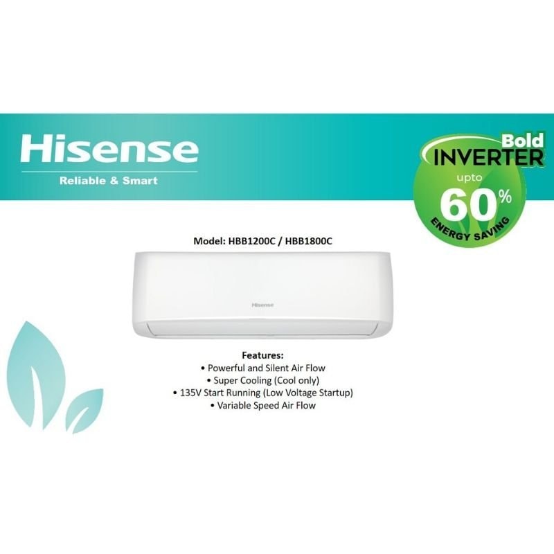 Hisense 1 Ton 60% Inverter AC Cool Only | HBB1200C