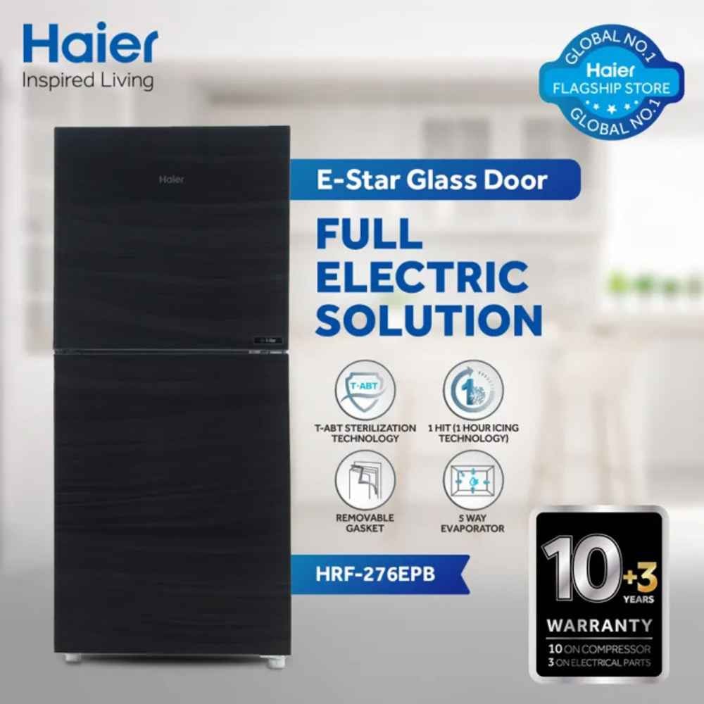 Haier 276 EPB Glass Door Refrigerator 10 CFT